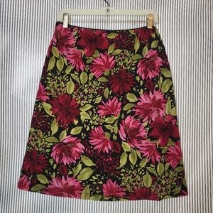 Red Green Floral Y2K Light Claireborne Emma James Floral Midi Knee Skirt